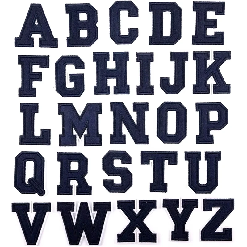 Navy Letter Embroidered Patches