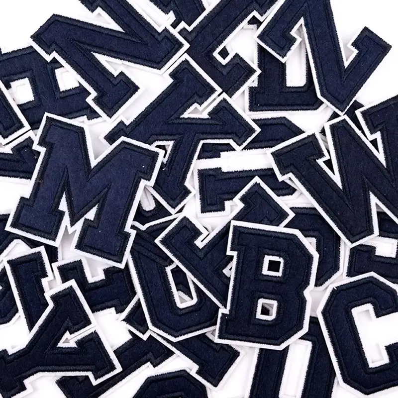 Navy Letter Embroidered Patches