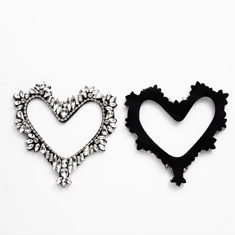 Heart Rhinestone Sew On Patches