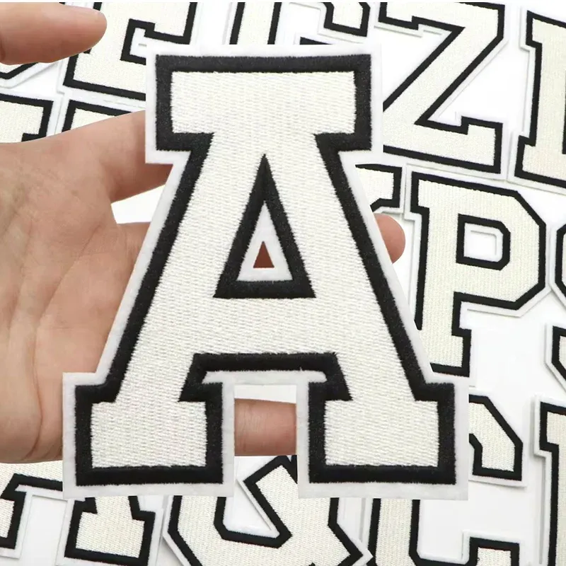 White Large Letter Iron On Patch