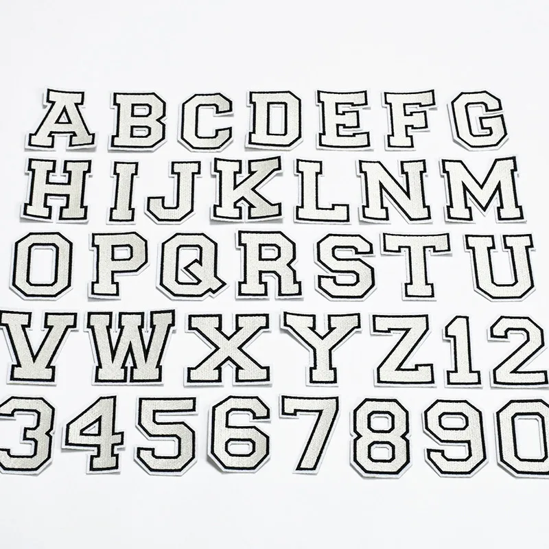 White Large Letter Iron On Patch