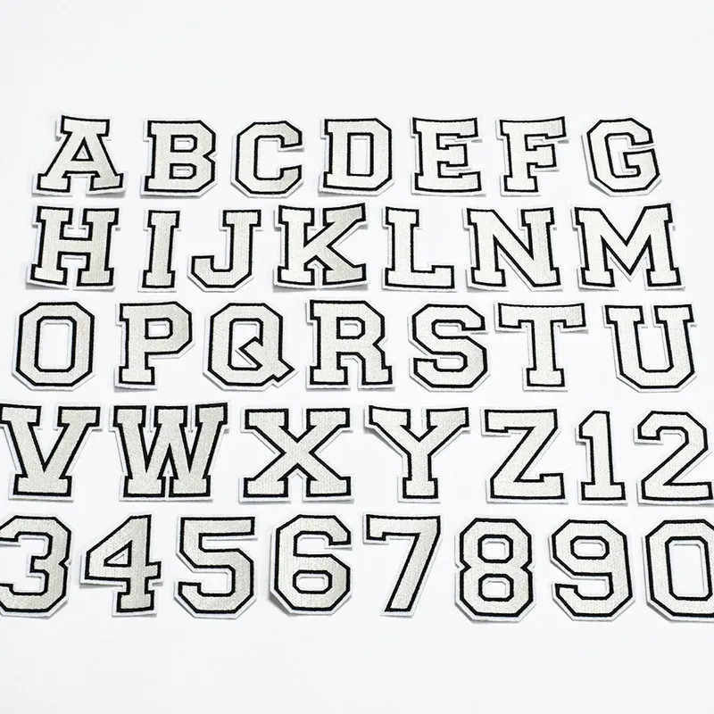 White Large Letter Iron On Patch