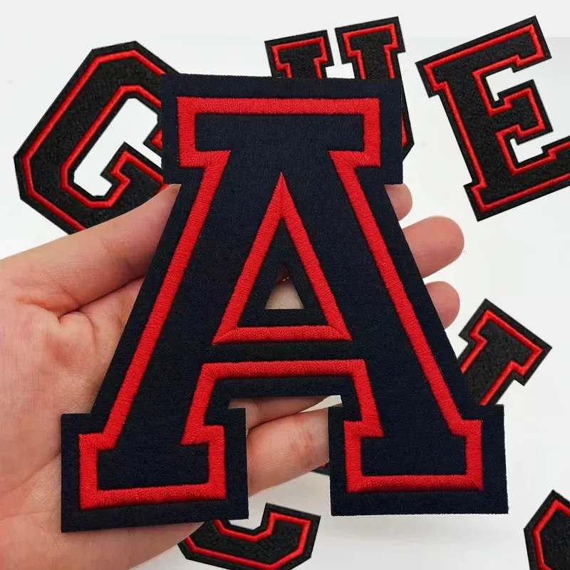 Black Large Letter Iron On Patch