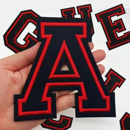 Black Large Letter Iron On Patch