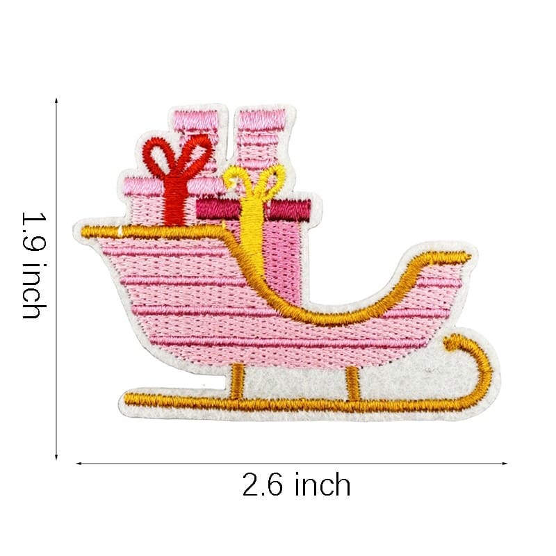 Pink Christmas Iron On Patches