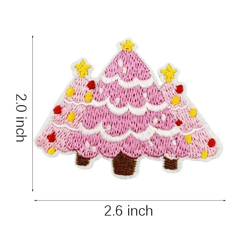 Pink Christmas Iron On Patches