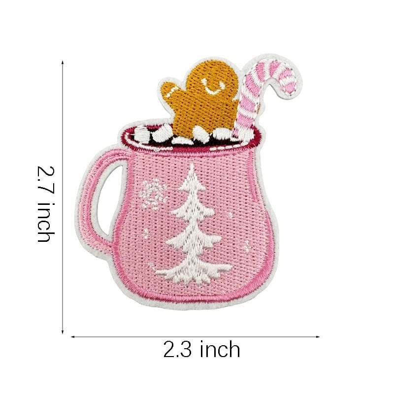 Pink Christmas Iron On Patches