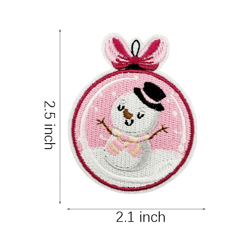 Pink Christmas Iron On Patches