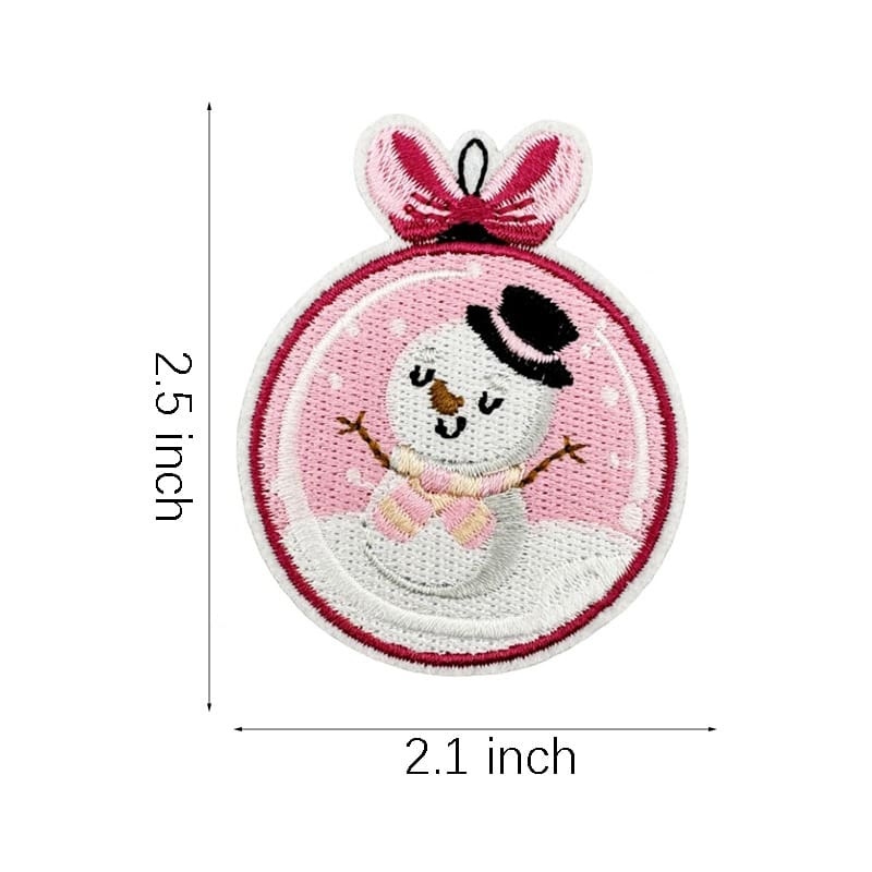 Pink Christmas Iron On Patches