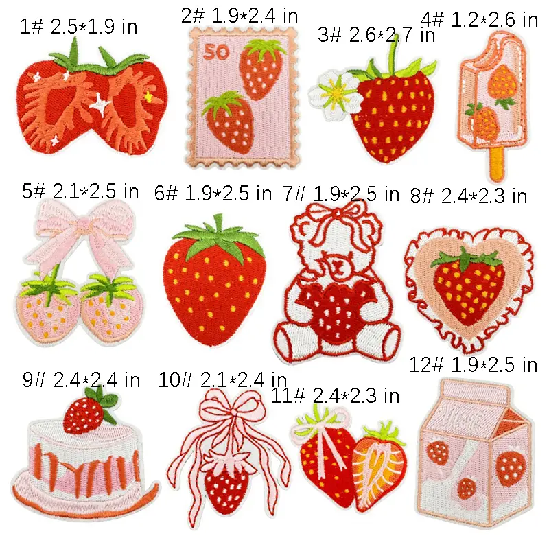 Cute Strawberry Iron on Patches