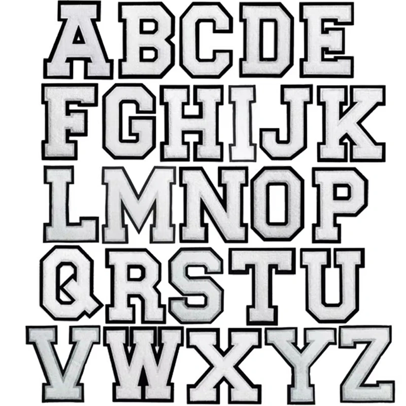 White Large Letter Chenille Patch