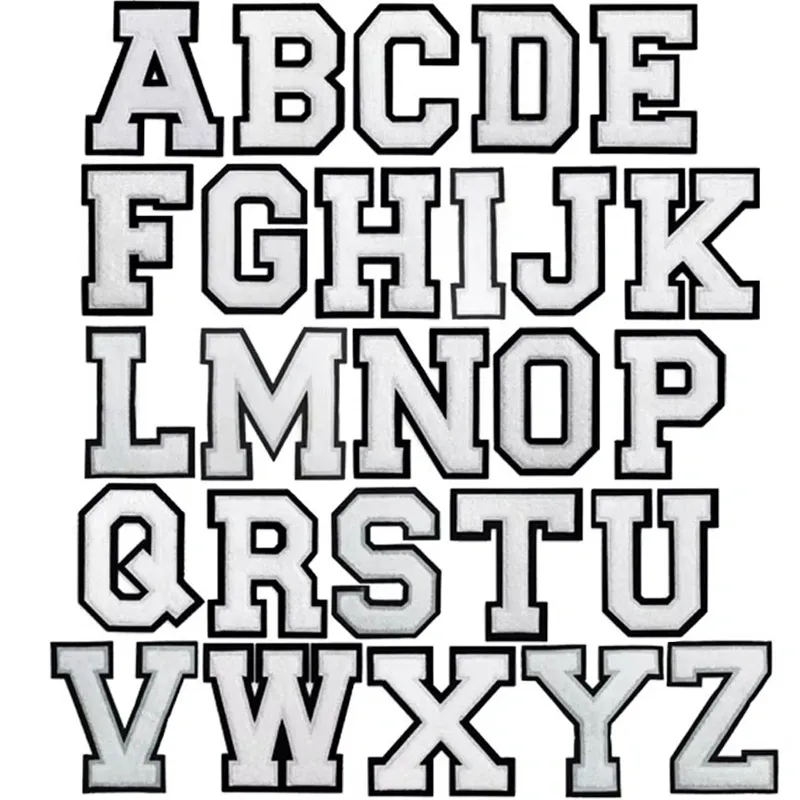 White Large Letter Chenille Patch