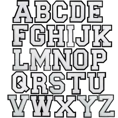 White Large Letter Chenille Patch