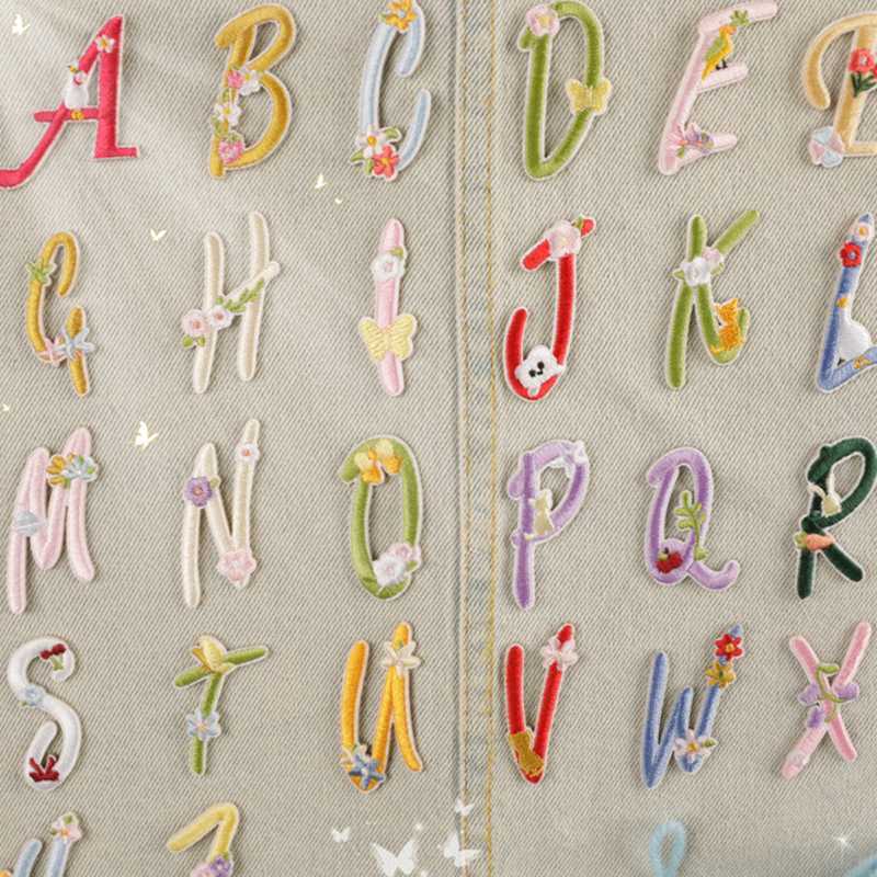 Color Flower Letter Iron On Patches