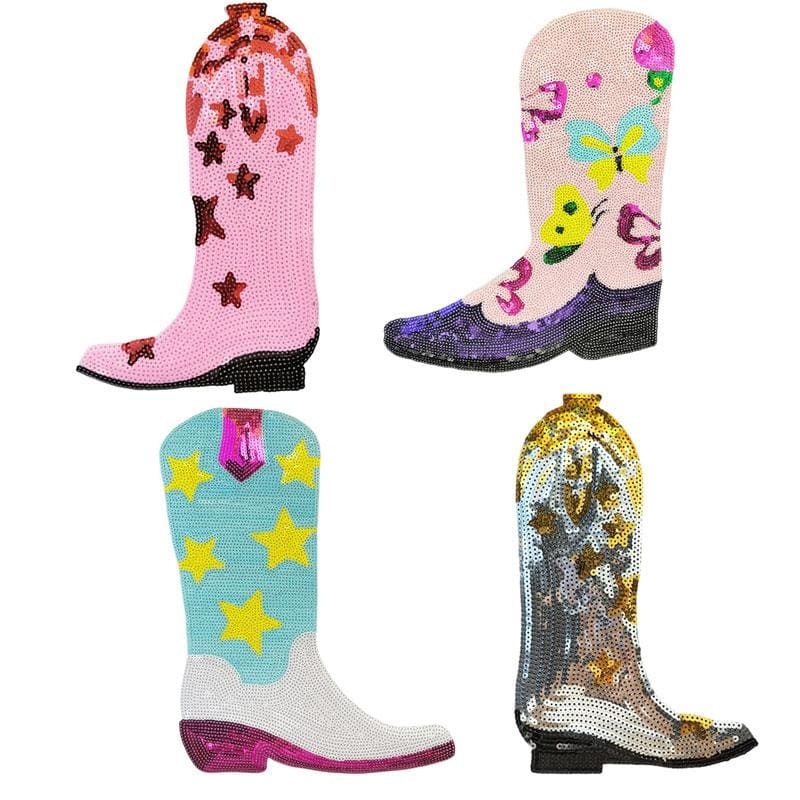 Cowgirl Boots Sequin Patches