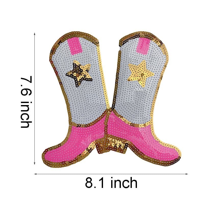 Cowgirl Boots Sequin Patches