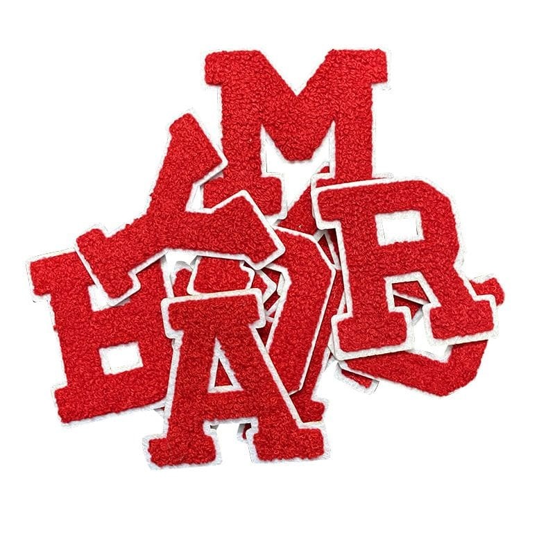 Red Letters White Border Patches