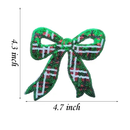 Large Bow Sequin Iron On Patch