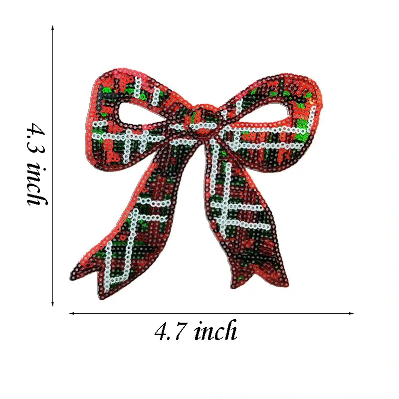 Large Bow Sequin Iron On Patch
