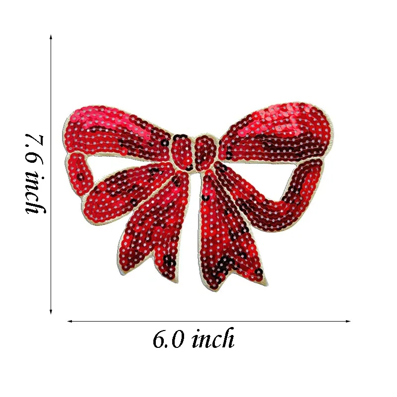 Large Bow Sequin Iron On Patch