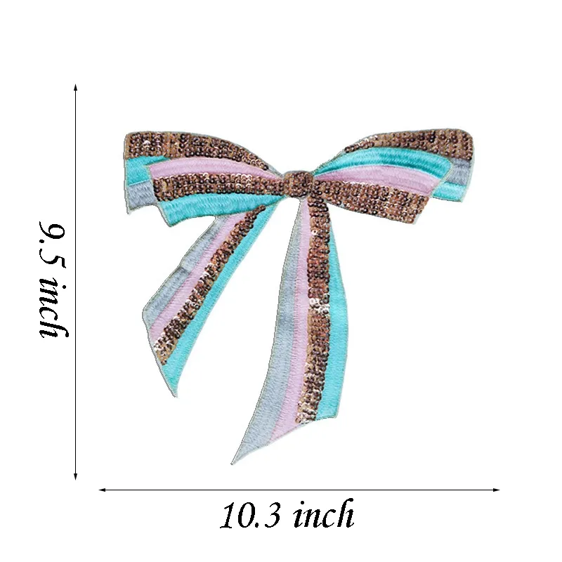 Large Bow Sequin Iron On Patch