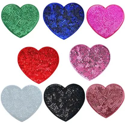 Sequin Large Heart Iron on Patches