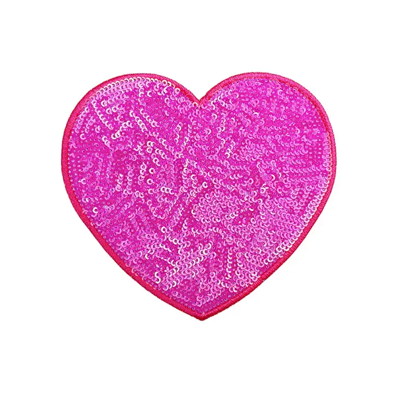 Sequin Large Heart Iron on Patches