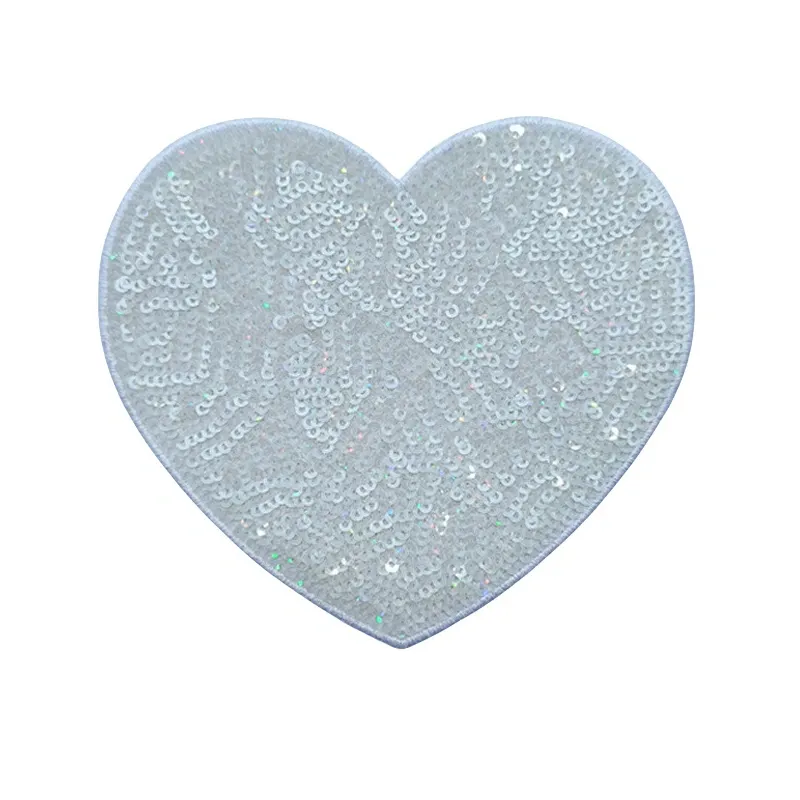 Sequin Large Heart Iron on Patches