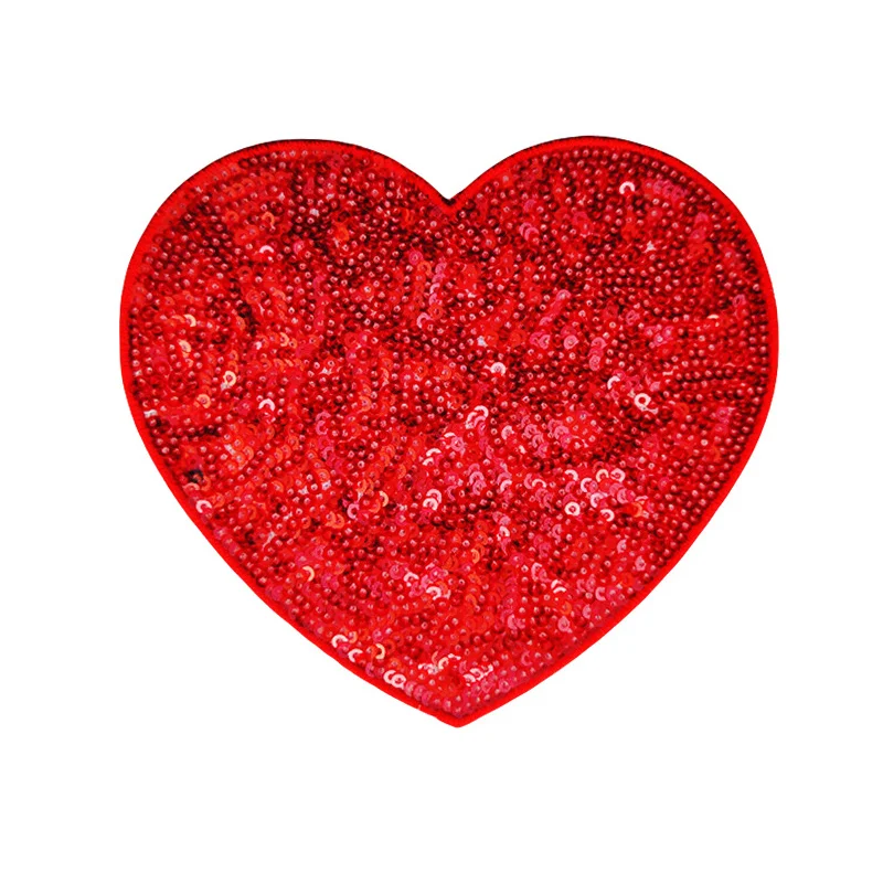 Sequin Large Heart Iron on Patches