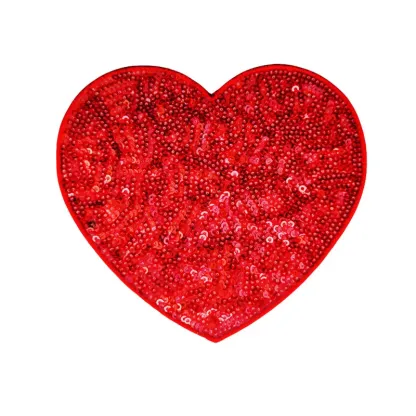 Sequin Large Heart Iron on Patches