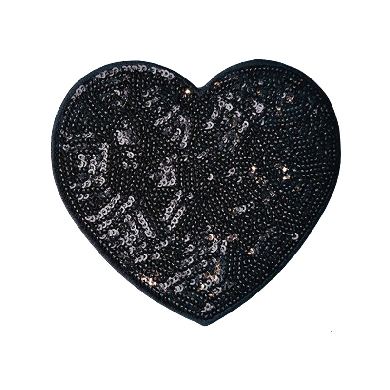 Sequin Large Heart Iron on Patches