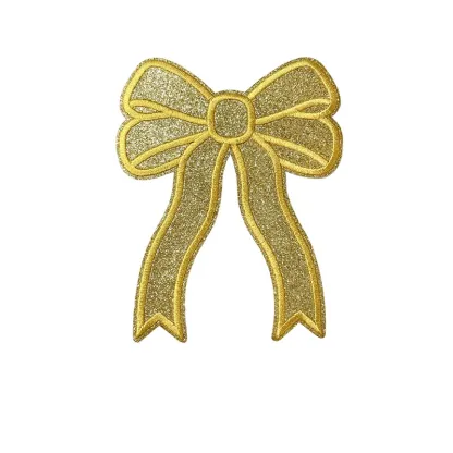 Glitter Large Bow Iron On Patch