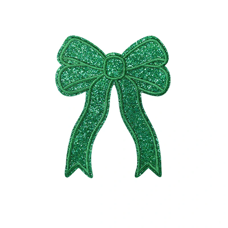 Glitter Large Bow Iron On Patch