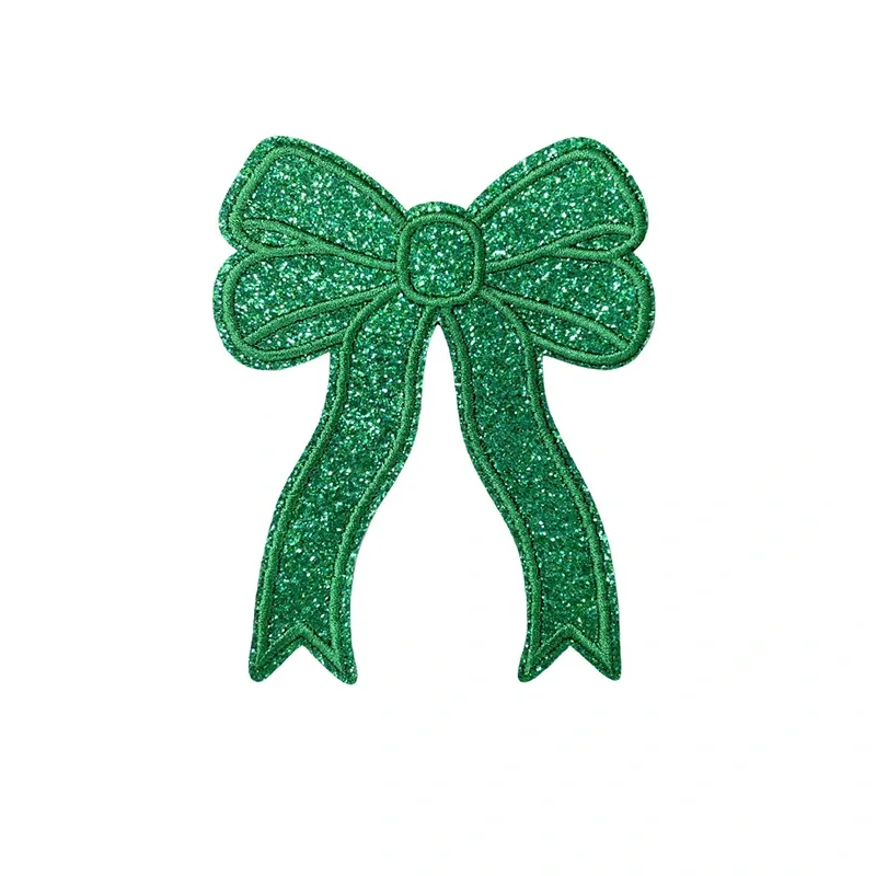 Glitter Large Bow Iron On Patch
