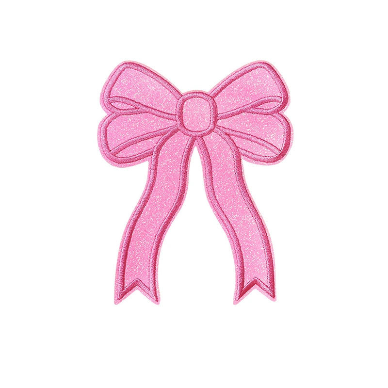 Glitter Large Bow Iron On Patch