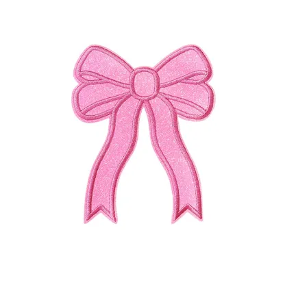 Glitter Large Bow Iron On Patch