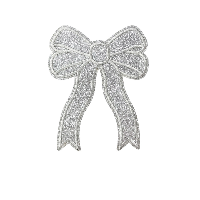 Glitter Large Bow Iron On Patch