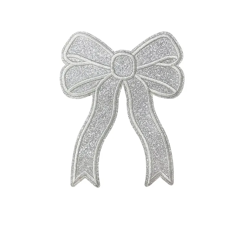 Glitter Large Bow Iron On Patch