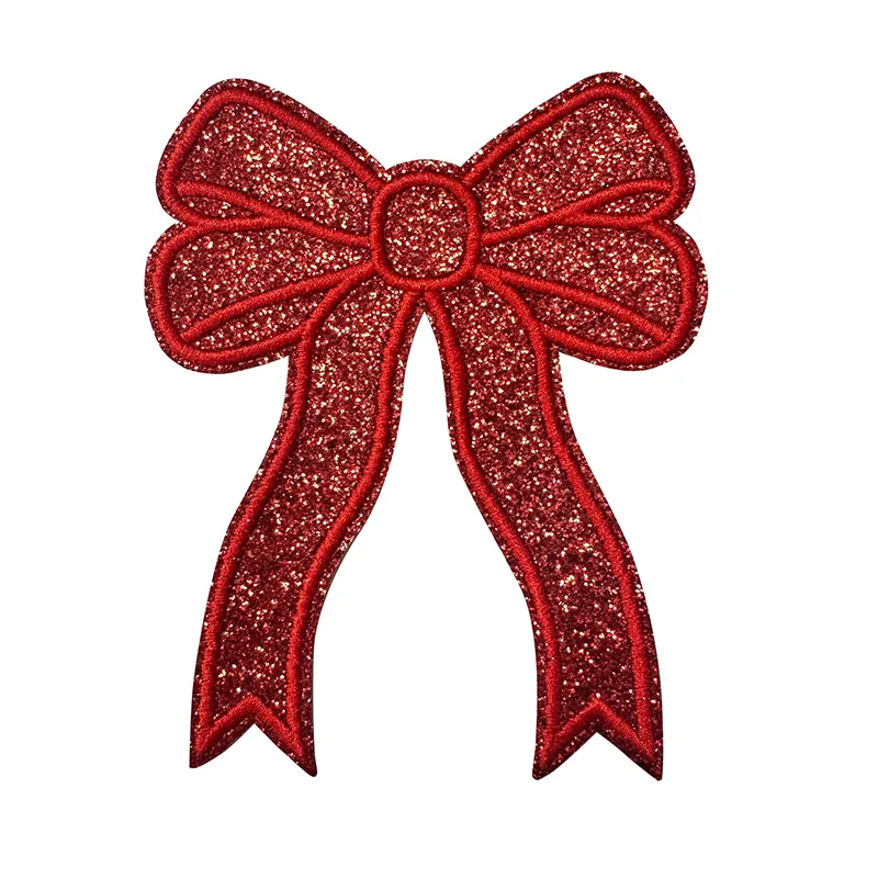 Glitter Large Bow Iron On Patch