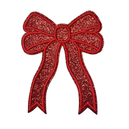 Glitter Large Bow Iron On Patch