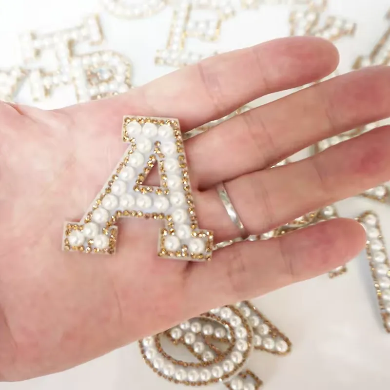 Pearl Rhinestone Letter Patches