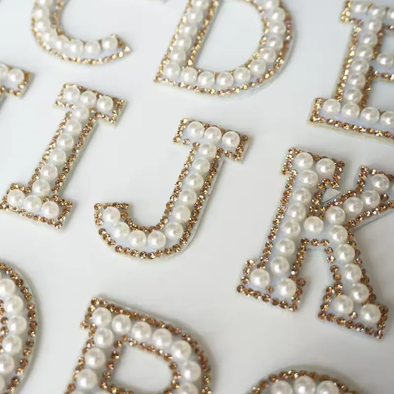 Pearl Rhinestone Letter Patches