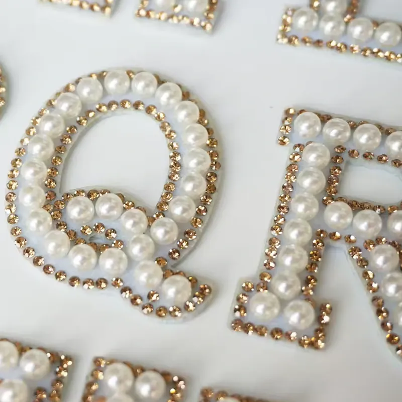 Pearl Rhinestone Letter Patches