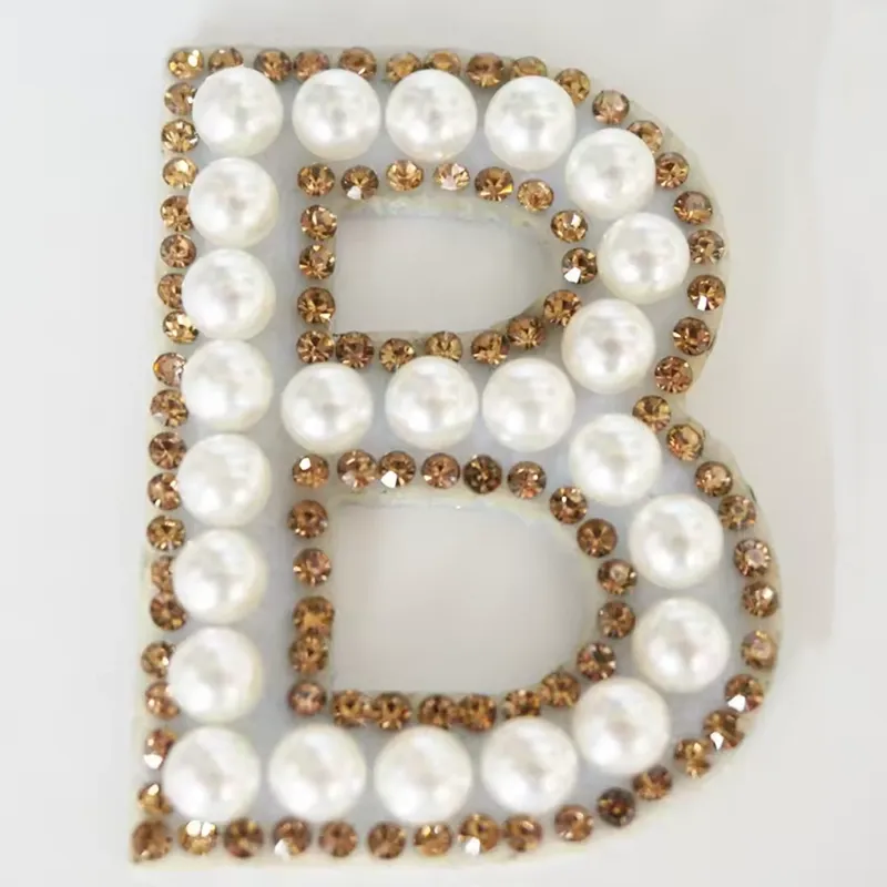 Pearl Rhinestone Letter Patches