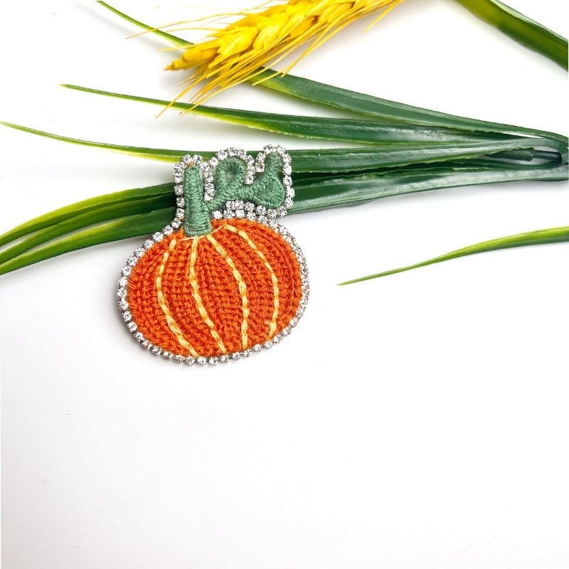 Pumpkin Glitter Iron On Patches