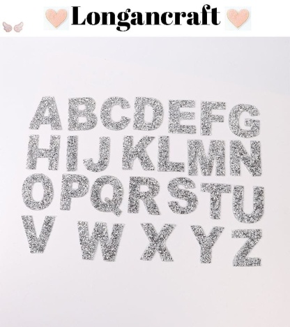 Silver Rhinestone Letter Patches