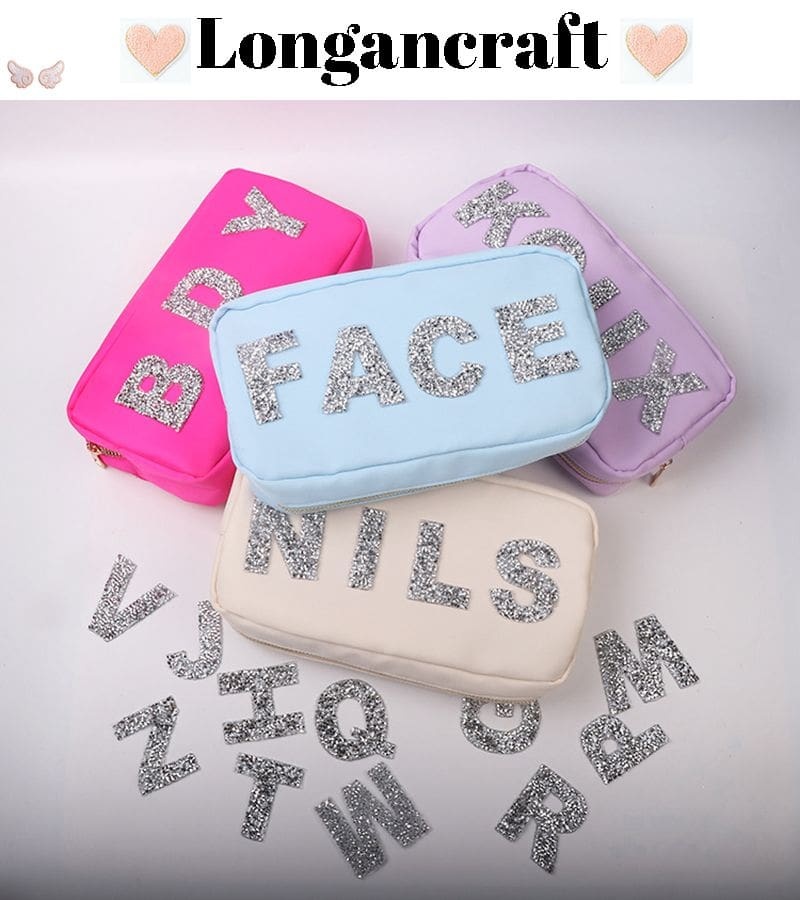 Silver Rhinestone Letter Patches