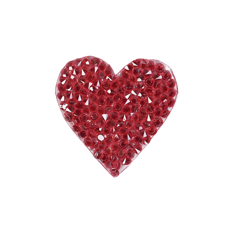 Small Rhinestone Heart Iron On Patch