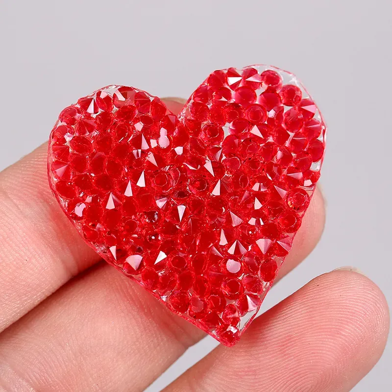Small Rhinestone Heart Iron On Patch