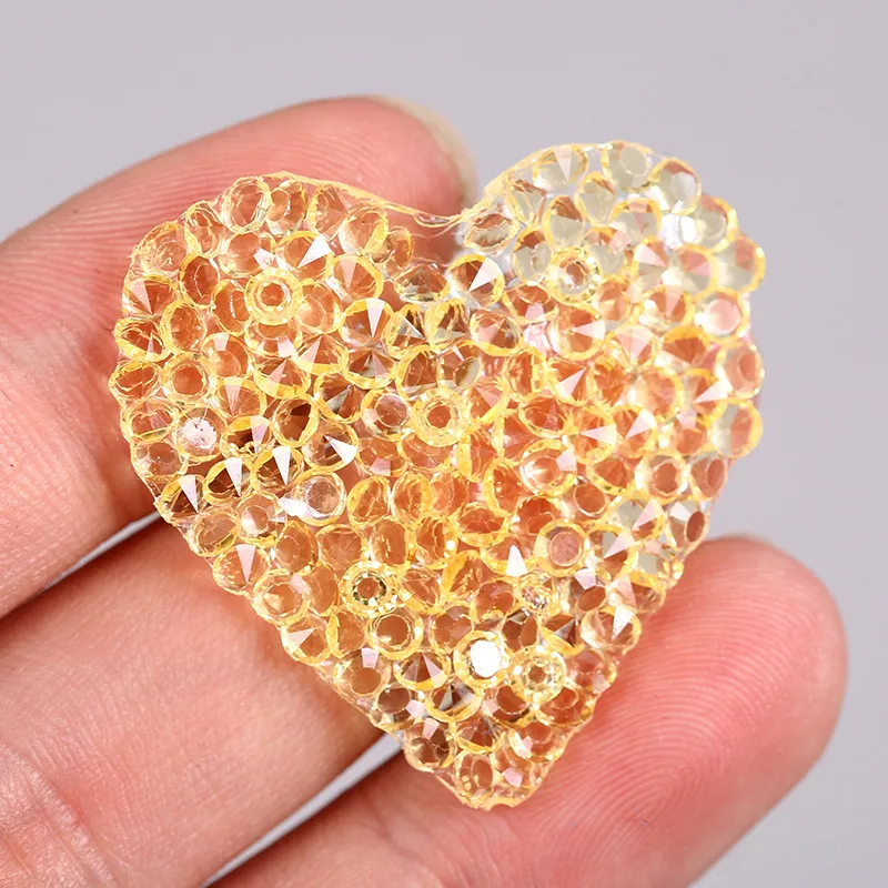 Small Rhinestone Heart Iron On Patch